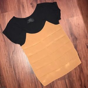 Zara Basic Special Edition Black Camel Layer Top